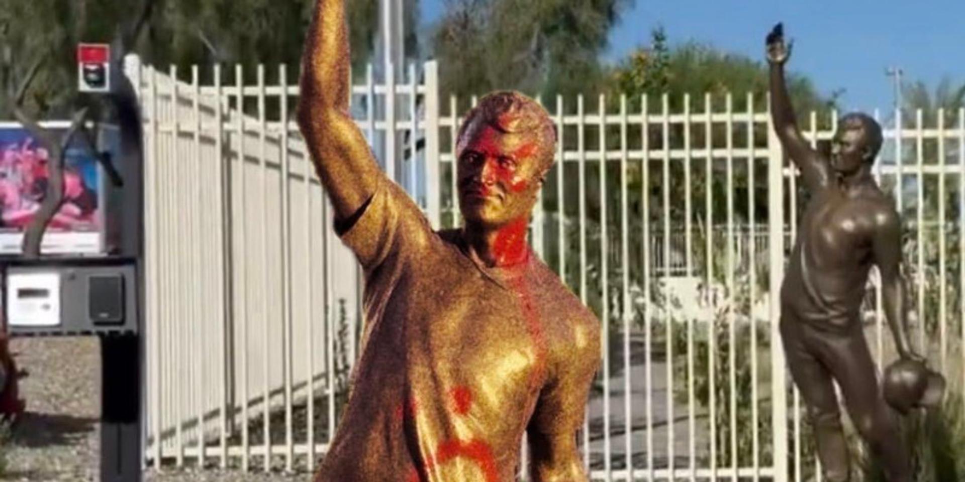 BREAKING: New Charlie Kirk statue at TPUSA HQ vandalized with red paint to signify blood