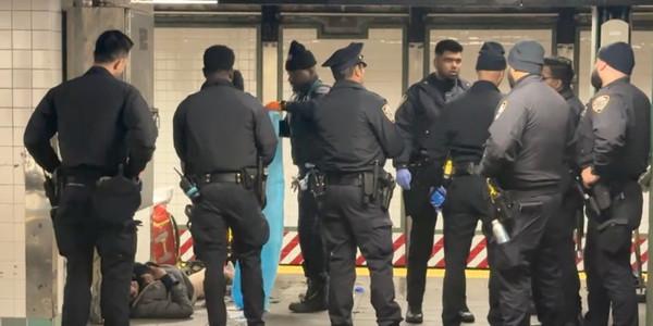 Homeless man set on fire at Times Square subway station