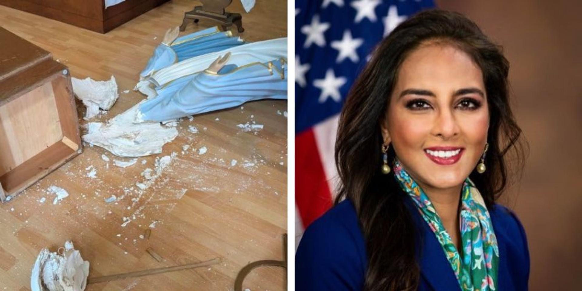 Harmeet Dhillon to investigate after Long Beach Catholic school vandalized, Virgin Mary statue smashed