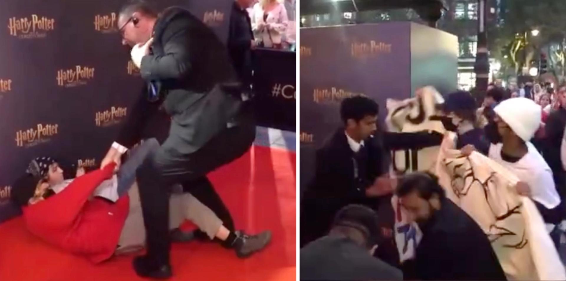 'Trans rights' agitators storm Harry Potter red carpet outside London theater in protest of JK Rowling