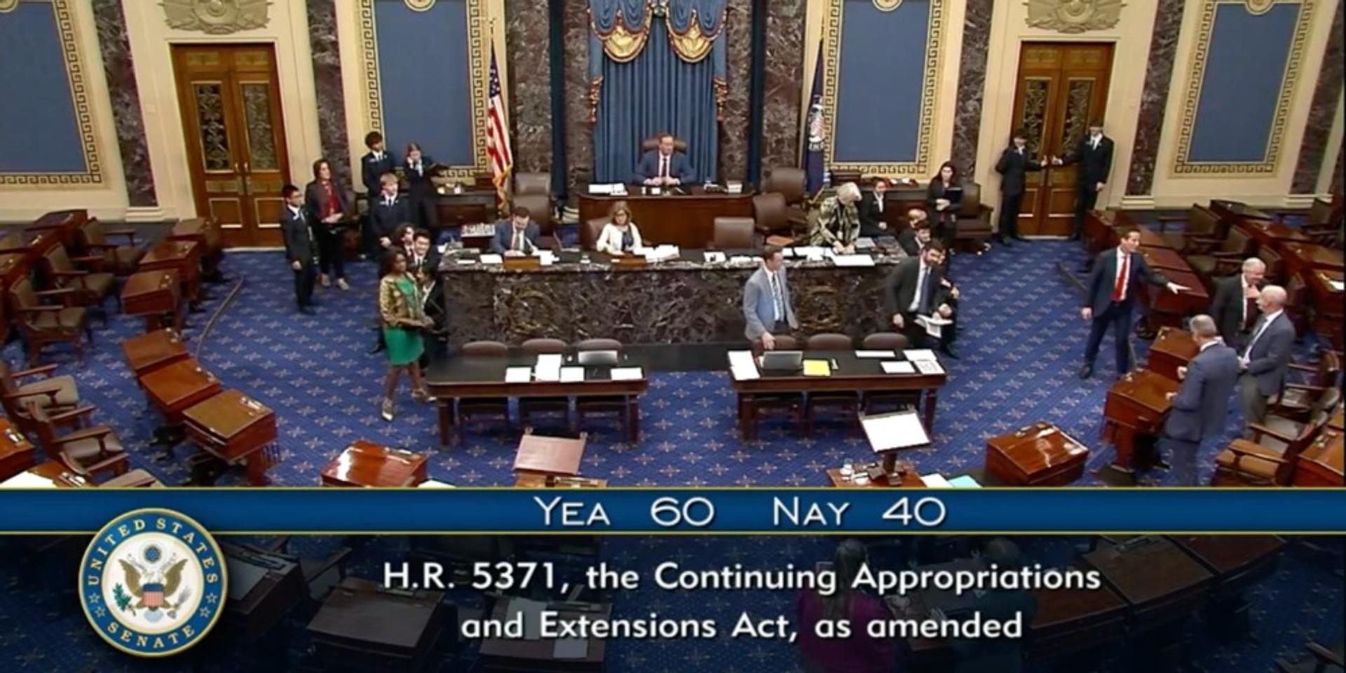 BREAKING: Senate votes 60-40 to end gov shutdown, bill heads back to House for final vote