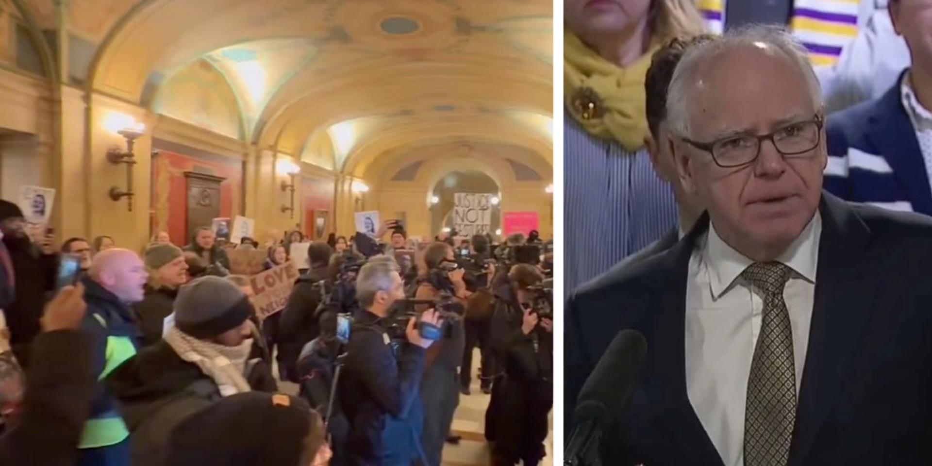 Protesters swarm Tim Walz's office after he signals willingness to work with Trump