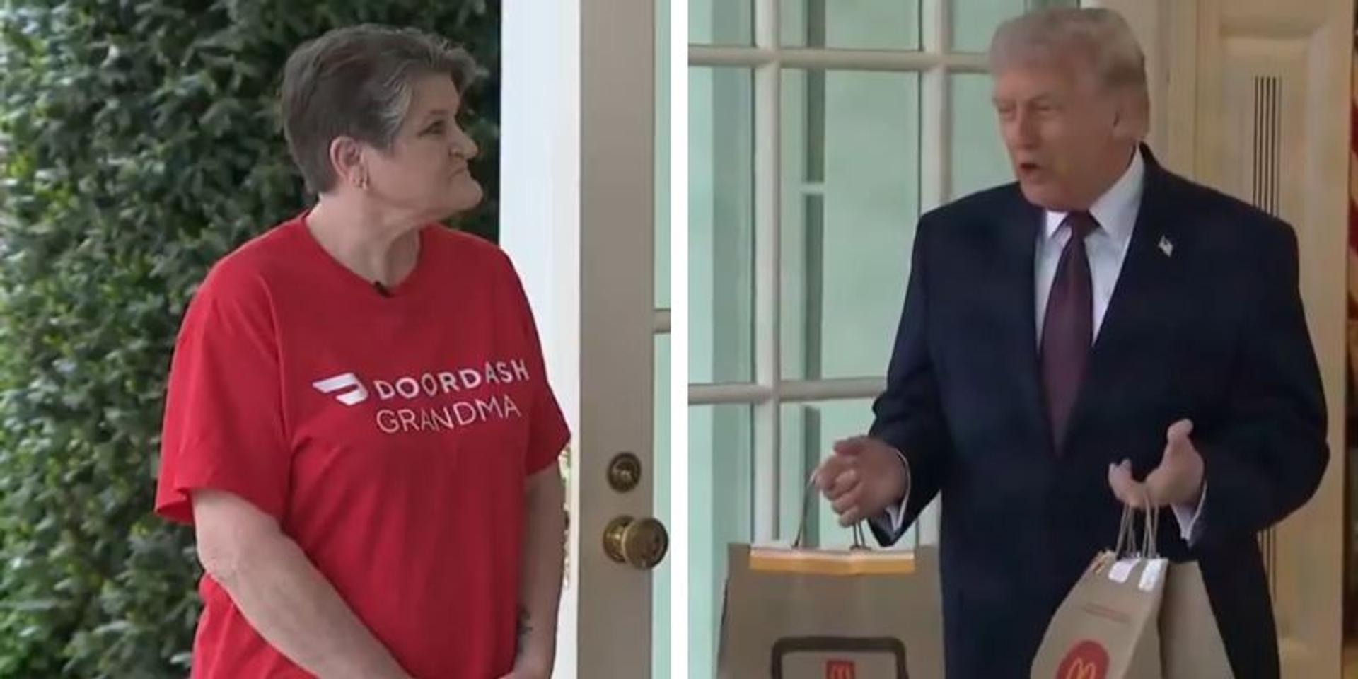 'DoorDash Grandma' delivers McDonald's to Trump at Oval Office after 'no tax on tips' saves her $11,000