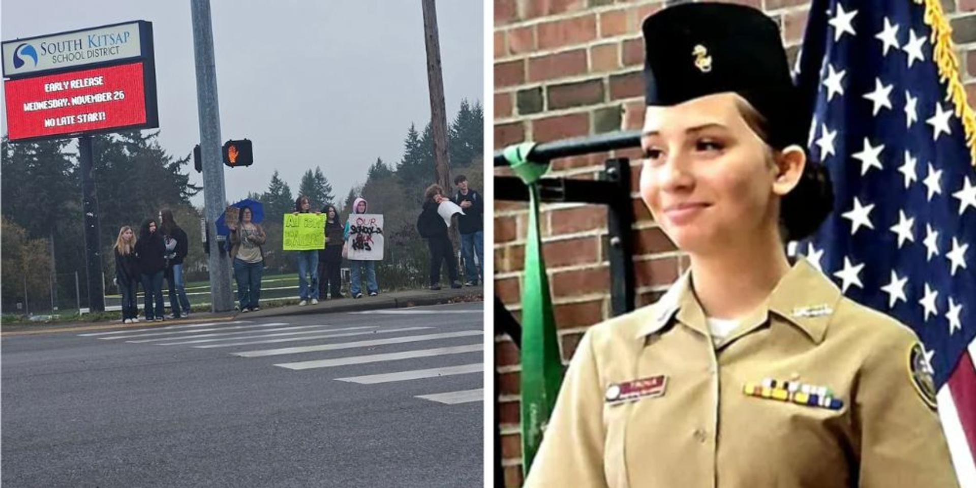 Students protest WA school's response to assault that left 15-year-old Jr ROTC cadet with brain injury, 16-year-old student arrested