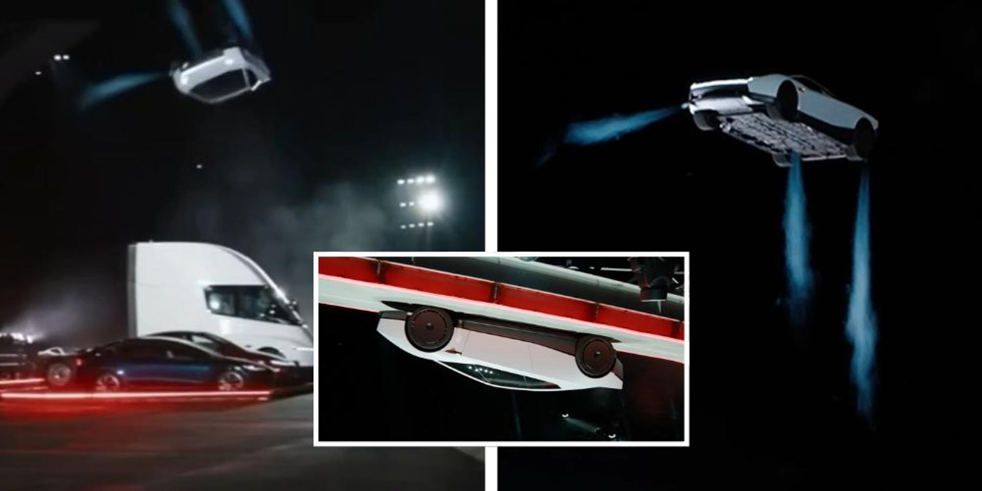 'The future is here': Elon Musk, Tesla unveil FLYING CAR, drives upside down, 0-60 in 1 second
