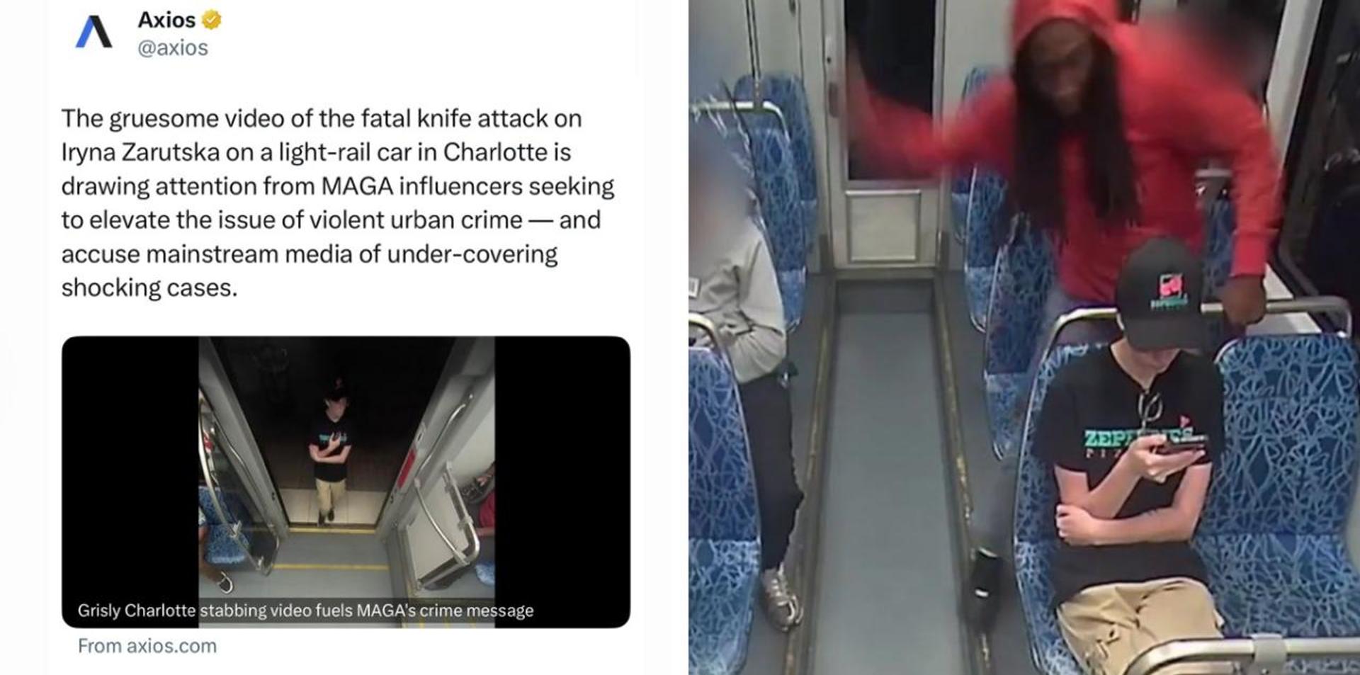 Axios blames surveillance cameras, 'MAGA influencers' for outrage over brutal murder of Ukrainian refugee by career criminal on NC train