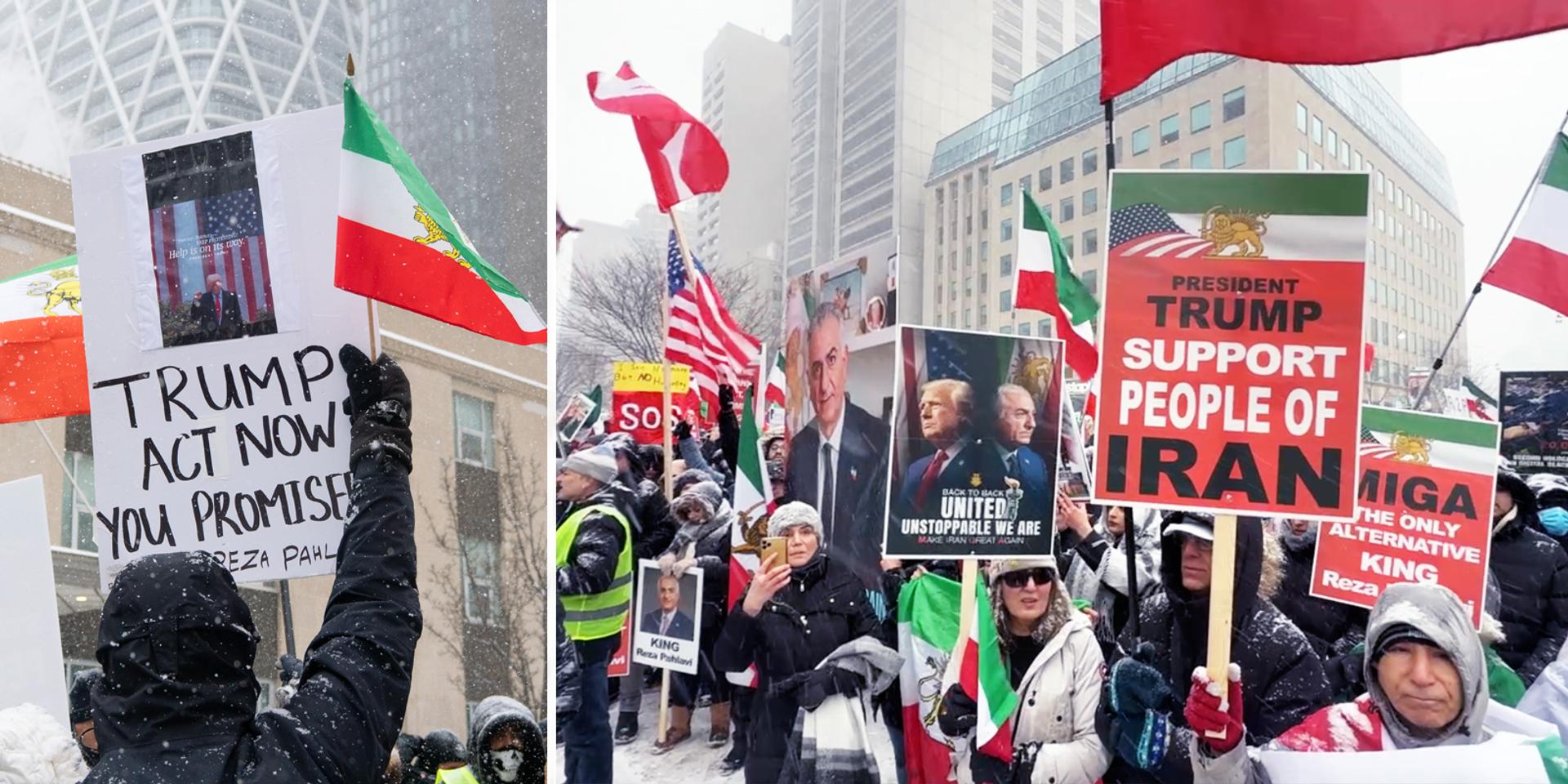Toronto crowd chants for Donald Trump to act as Iranians demand regime change