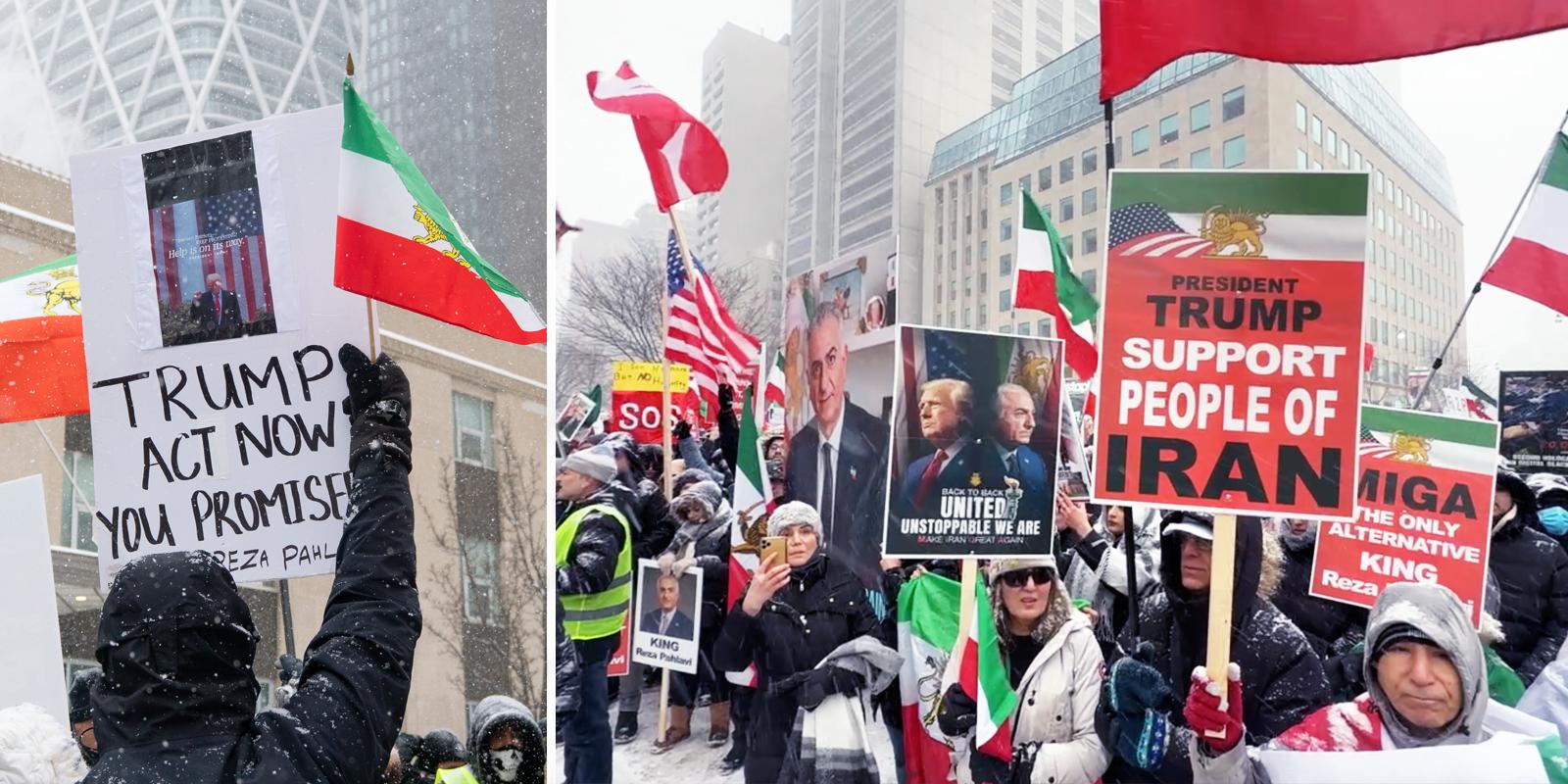 Toronto crowd chants for Donald Trump to act as Iranians demand regime change