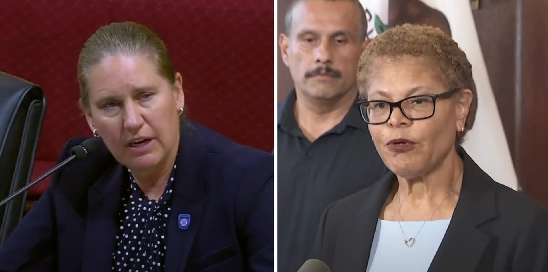 Former LA fire chief sues Mayor Bass, claims the mayor threw her under bus to shift fire blame