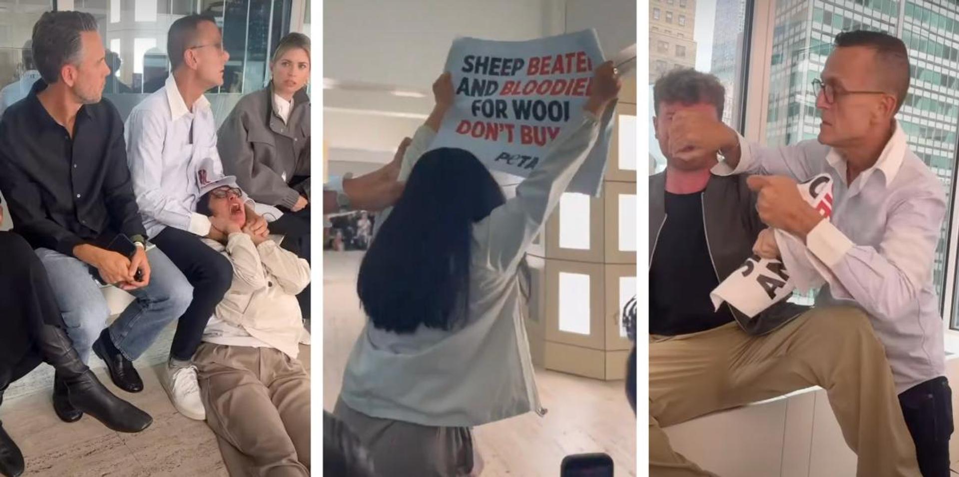Fashion CEO assaults PETA activists protesting H&M over miserable treatment of sheep by African wool farm