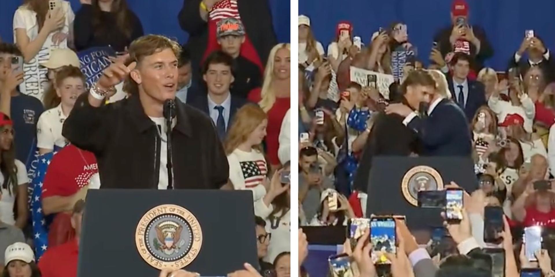 Giants QB Jaxson Dart introduces Trump at NY rally, president calls him 'future hall of famer'