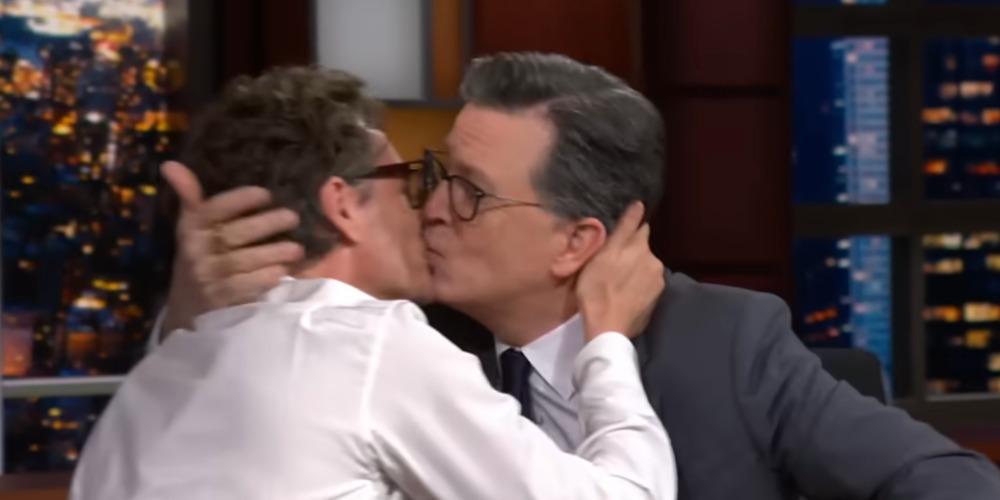 Mandalorian star Pedro Pascal kisses Stephen Colbert while promoting new Star Wars movie