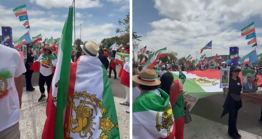 Iran fans defy FIFA ban, fly pre-revolutionary flags during LA World Cup match