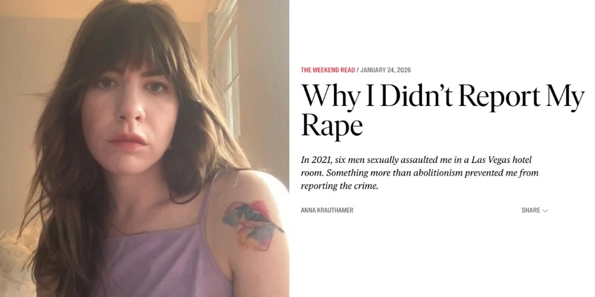 Leftist writer never reported her Las Vegas gang rape because she believes 'in the abolition of police and prisons'