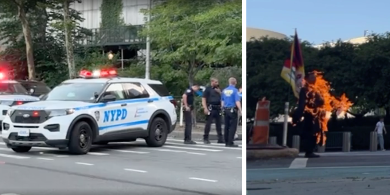 BREAKING: Man with Tibetan flag sets himself on fire outside UN headquarters in Manhattan