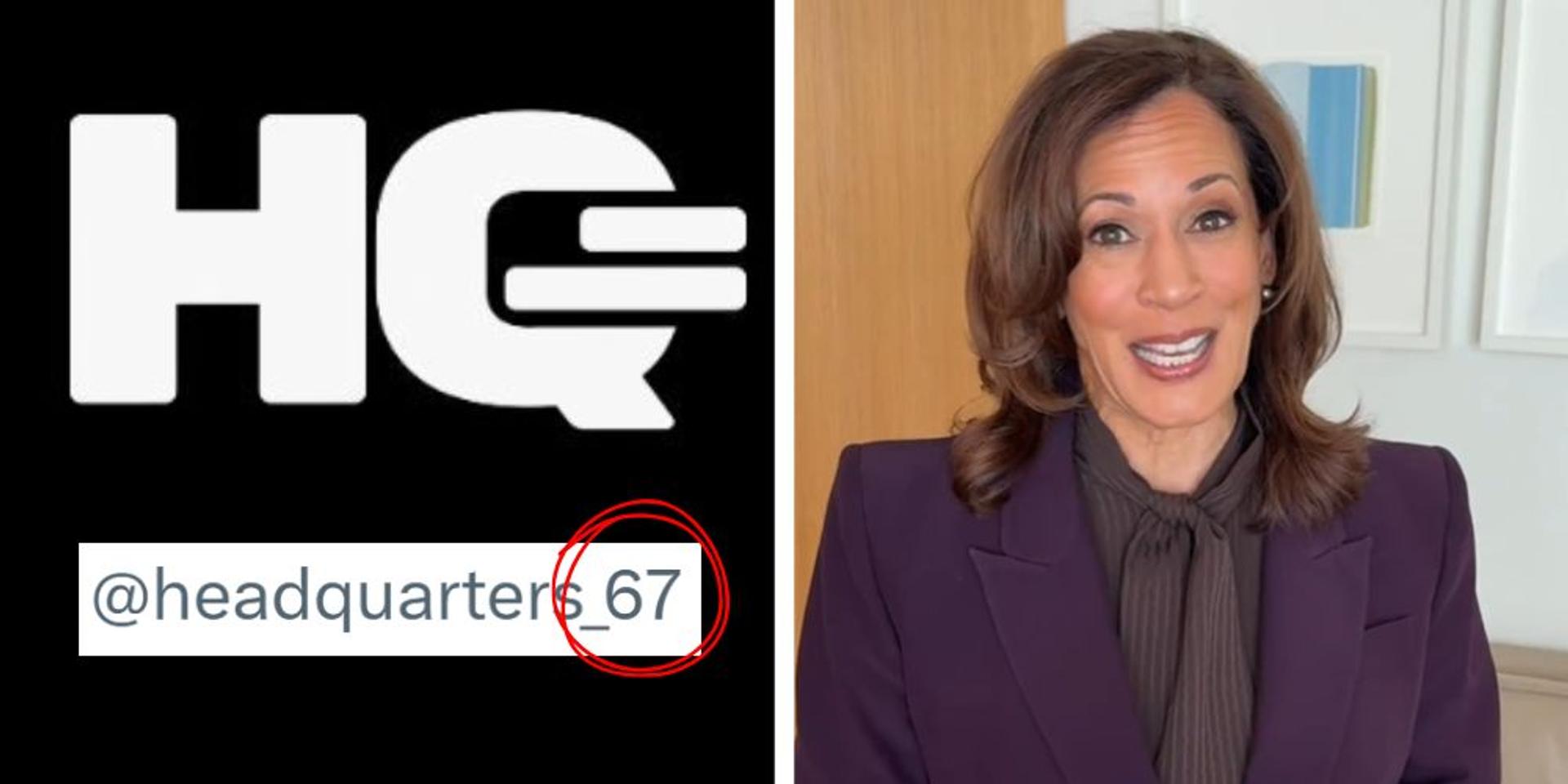 Kamala Harris teases big announcement but it's just a social media rebrand to 'HQ'—and they put '67' in the handle