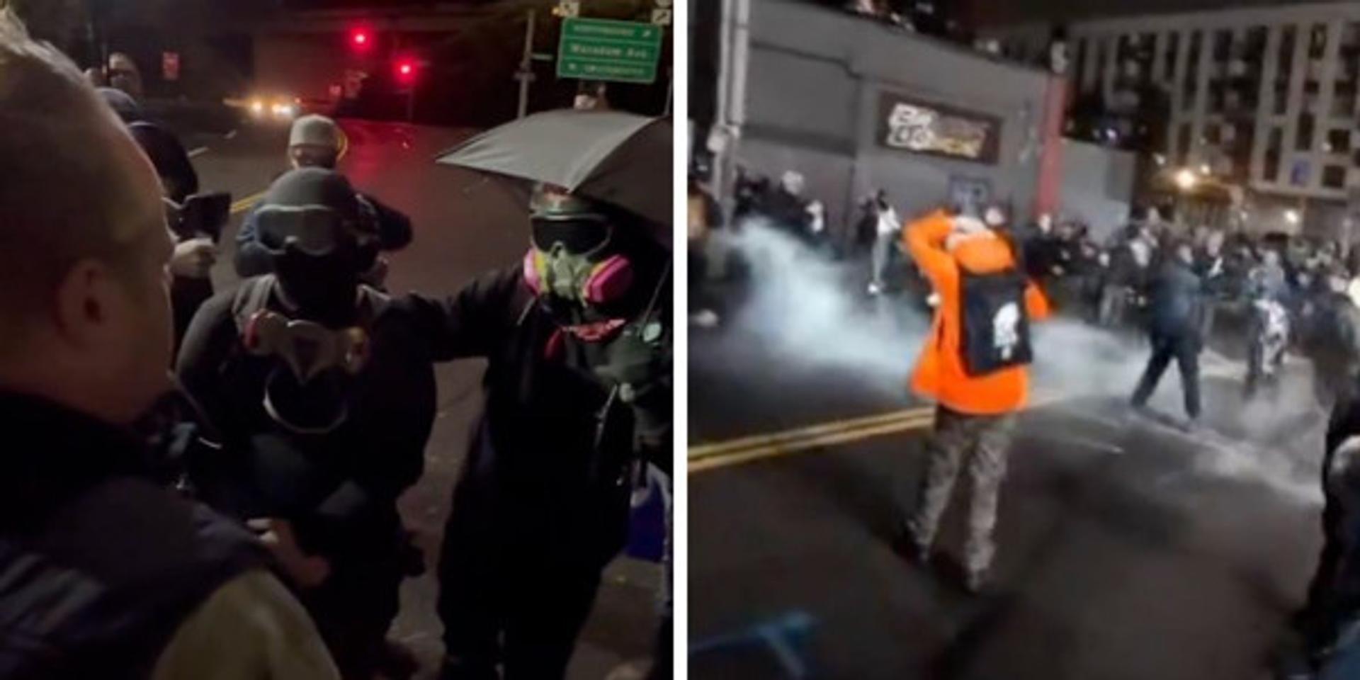 Brawl breaks out in Portland between Antifa and conservative activists as Trump's National Guard deployment paused until Tuesday