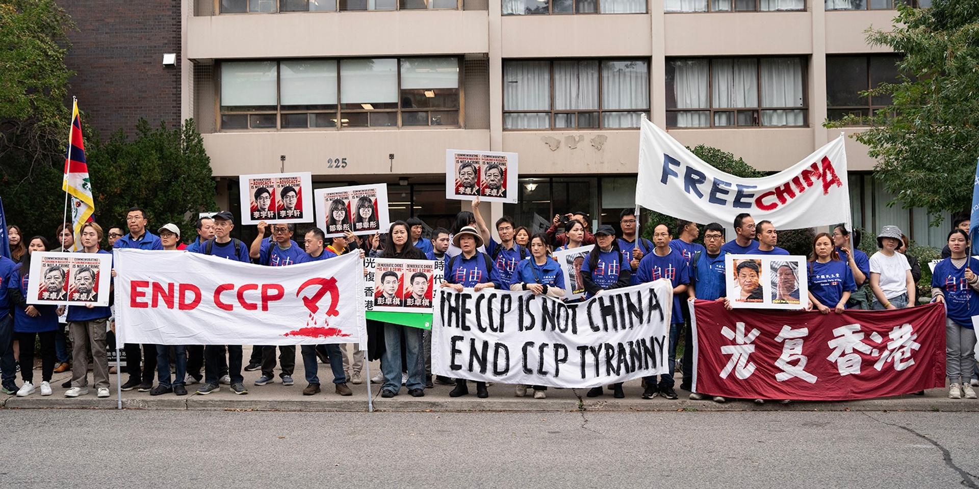 EXCLUSIVE: Toronto anti-CCP protestors mark China's National Day by demanding freedom from communism