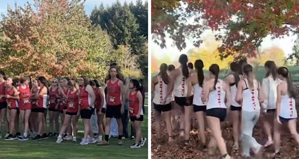 High school girls walk off track at cross-country meet rather than compete against male runner in Washington state