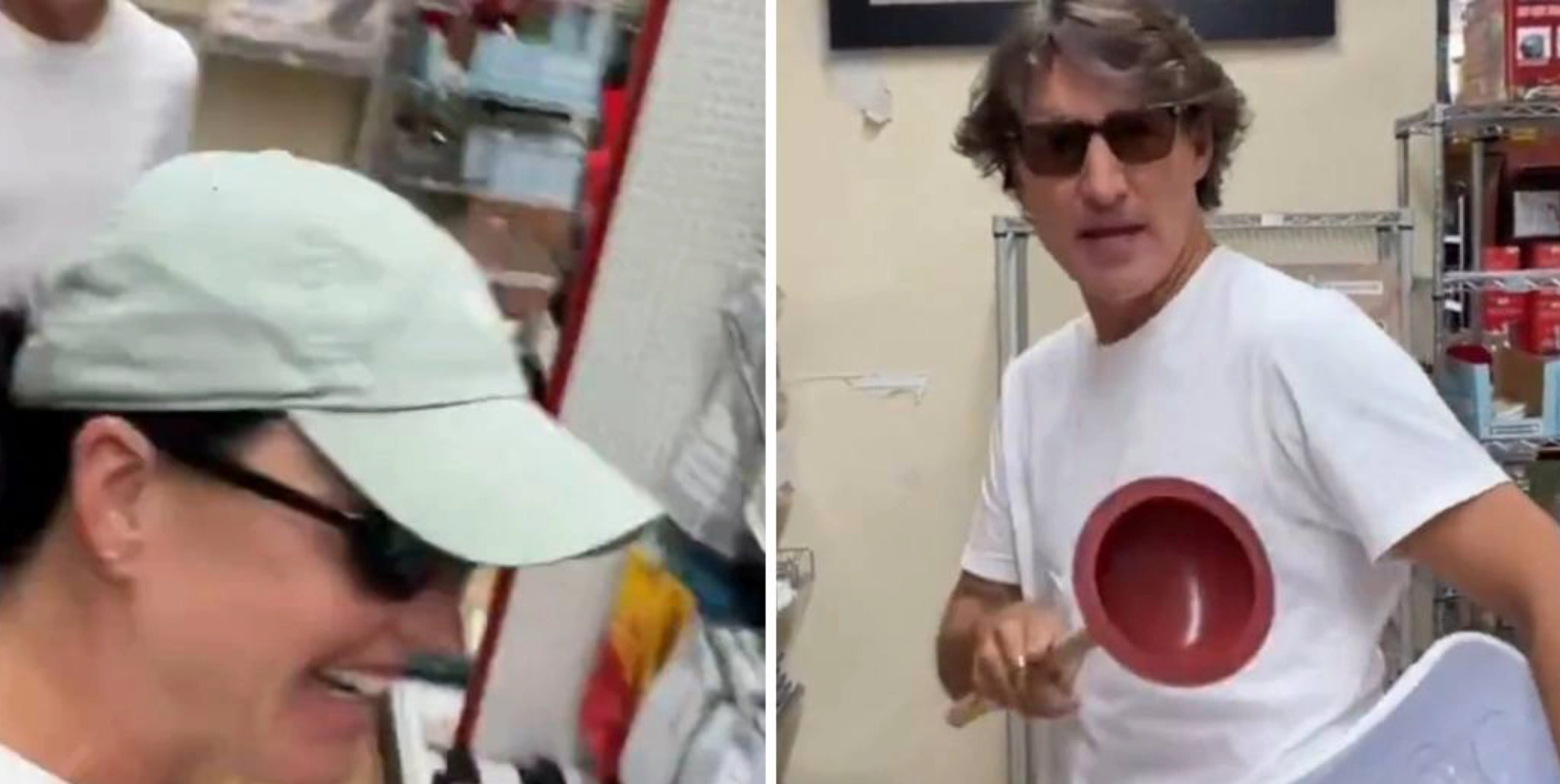 CRINGE: Justin Trudeau dances in aisles of store with plunger to son's song as Canadian economy goes further down the toilet