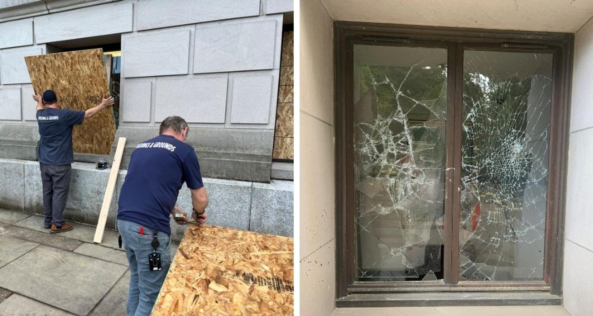 Man arrested for throwing rocks at Olympia capitol building, smashing windows, leading cops on chase