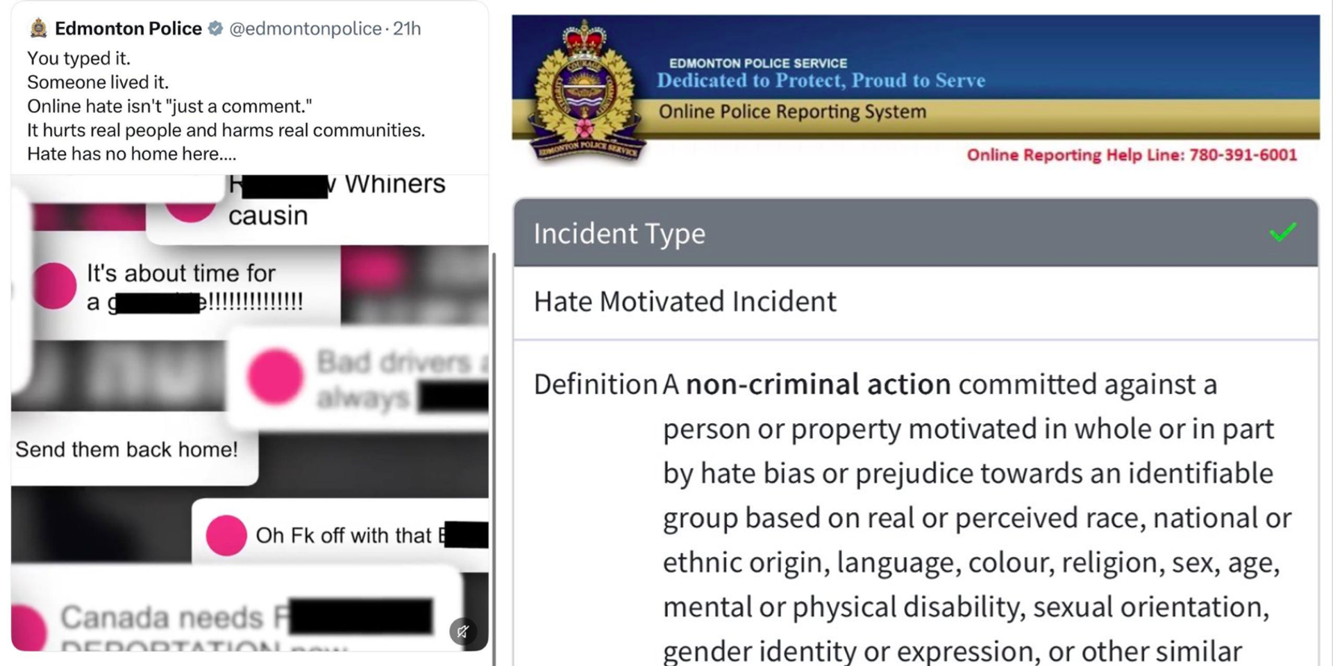 Edmonton Police Dept deletes X post threatening to arrest people over calls for deportation, offensive jokes — but Orwellian policy remains