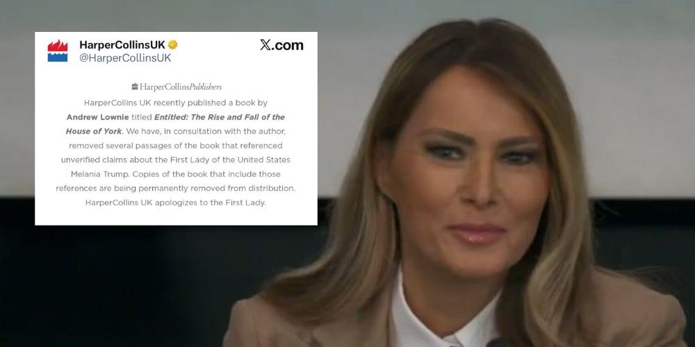 Melania Trump secures apology from HarperCollins UK over false claim Epstein introduced her to Trump