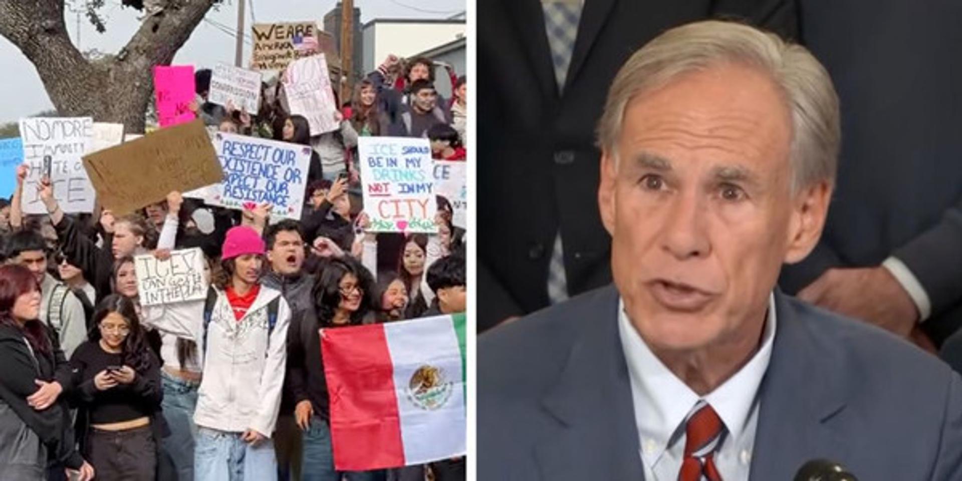 Greg Abbott orders probe of Austin school district after students stage walkout against ICE