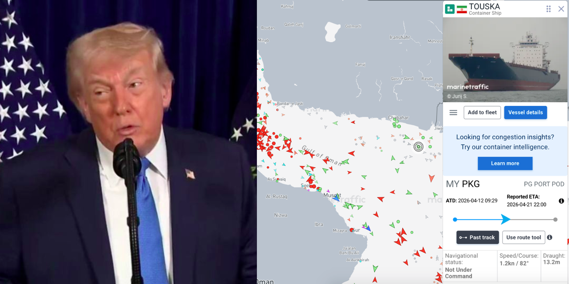 BREAKING: US Navy intercepts, takes into custody Iranian-flagged cargo ship in Gulf of Oman: President Trump