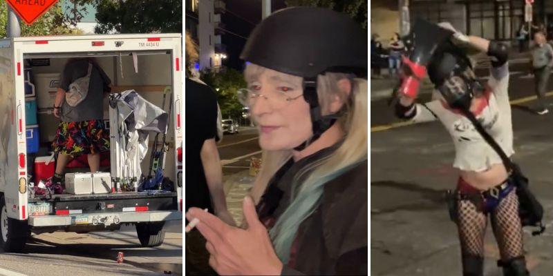 REVEALED: Trantifa prostitute Michael 'Michelle' Backes seen delivering riot supplies outside Portland ICE facility