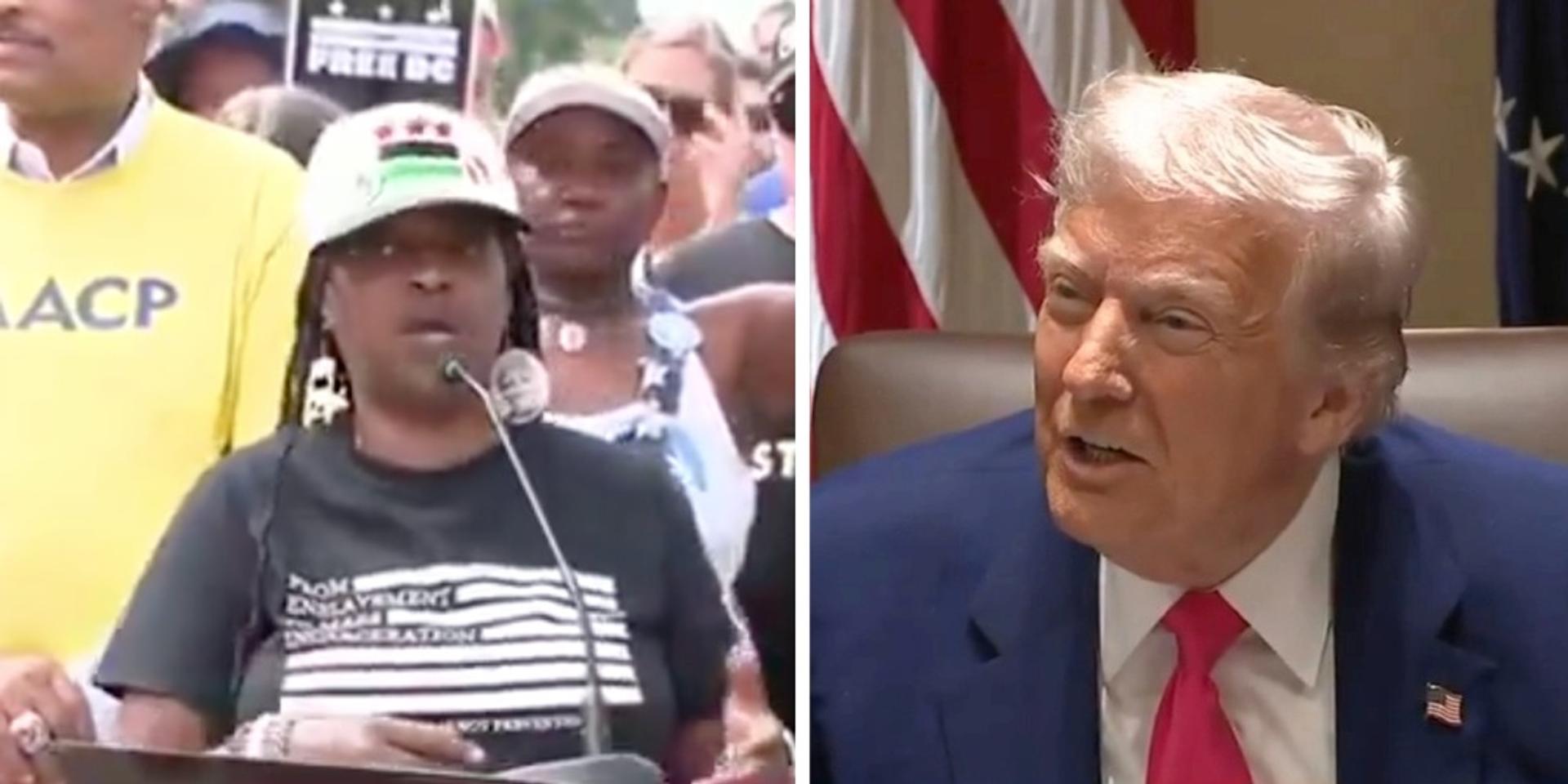 Far-left group protests Trump making DC safe from crime, claims president is trying to provoke violence