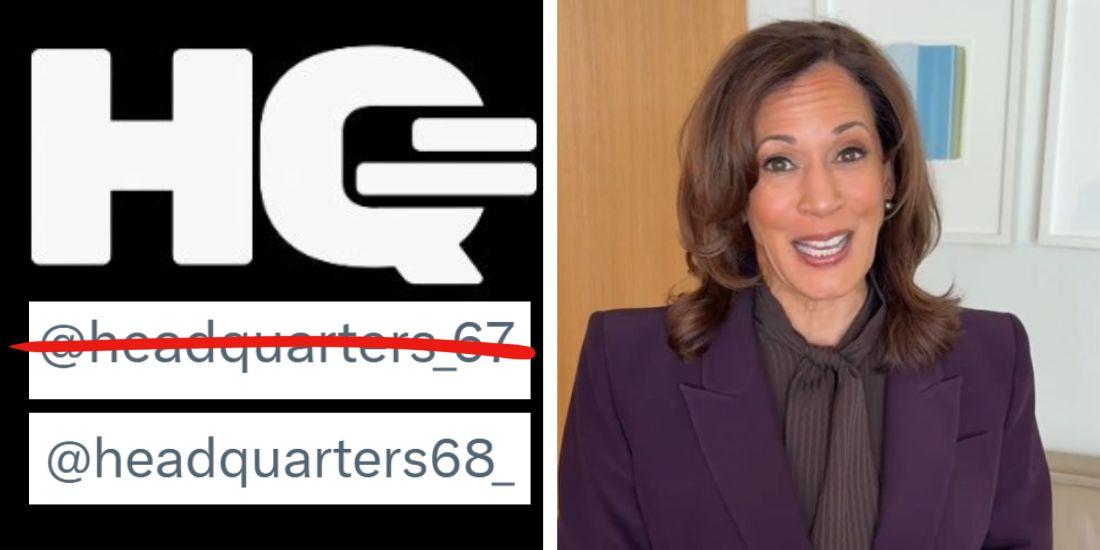 KamalaHQ rebrand page turns '67' in handle to '68' after being mocked as 'cringe'