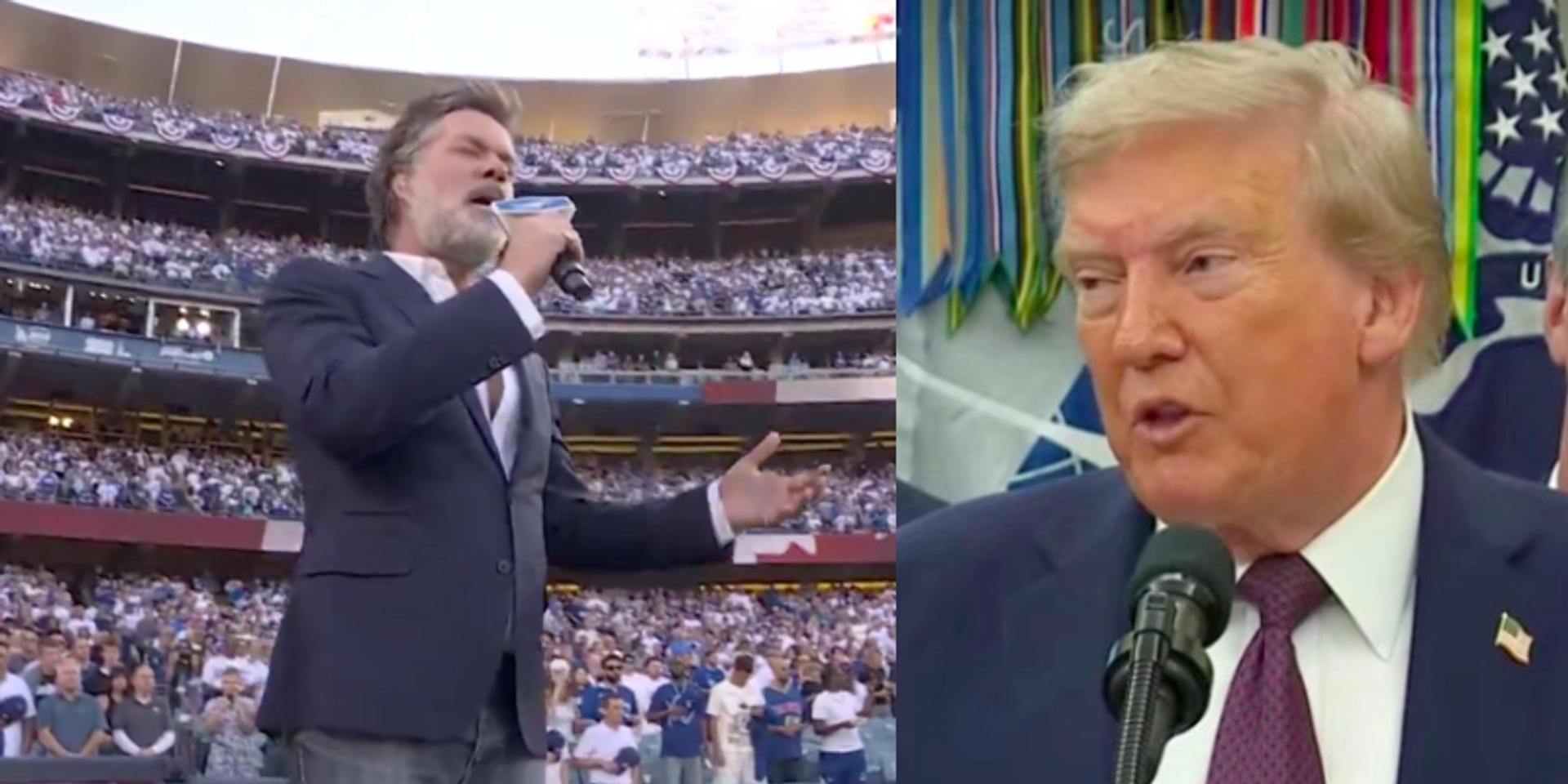 Canadian singer Rufus Wainwright changes O Canada lyrics at World Series to protest Trump's '51st state' comments
