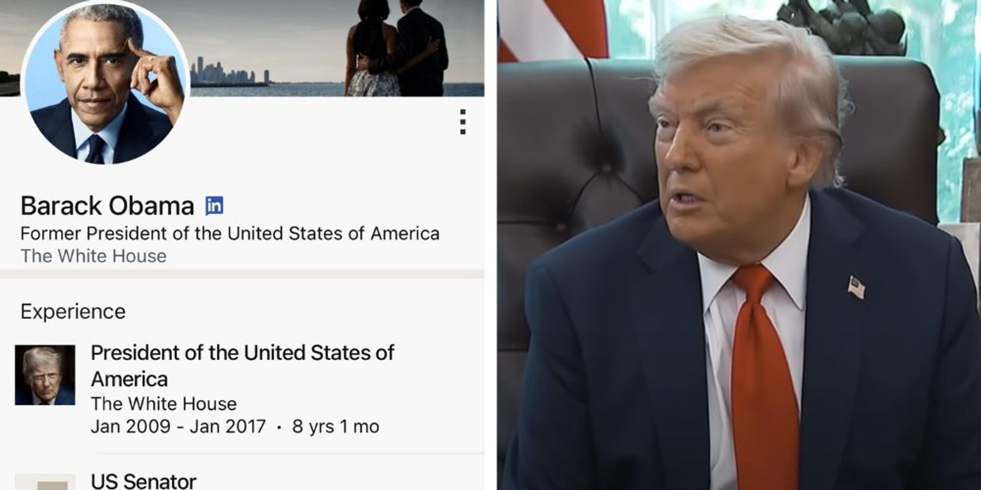 NEW: Obama’s LinkedIn now features Trump after White House posts epic new profile pic