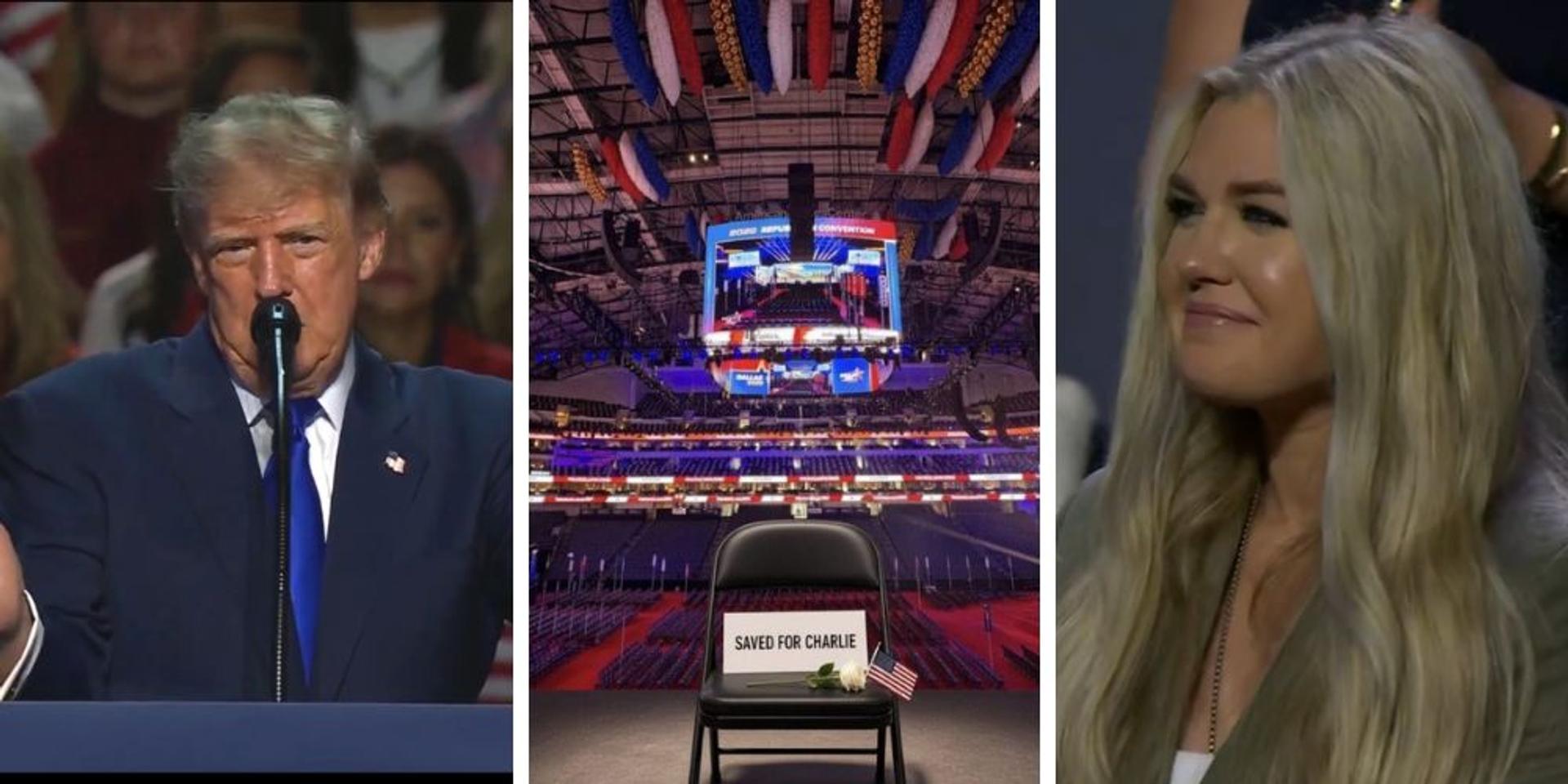President Trump pays tribute to Charlie and Erika Kirk at RNC midterm convention, crowd responds with standing ovation, chants of 'Charlie'