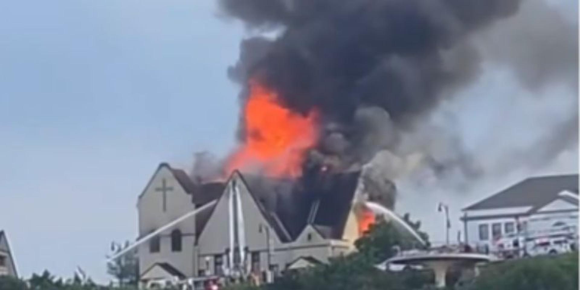 Pittsburgh church destroyed in massive three-alarm fire, police arrest man at scene