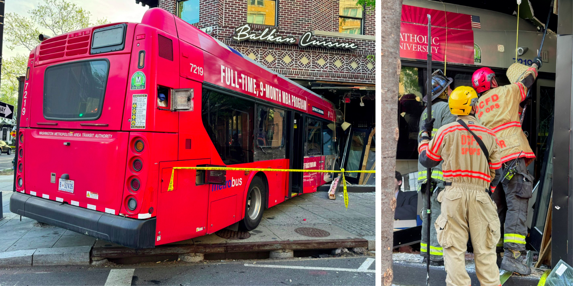 Three injured as Metrobus crashes into DC restaurant