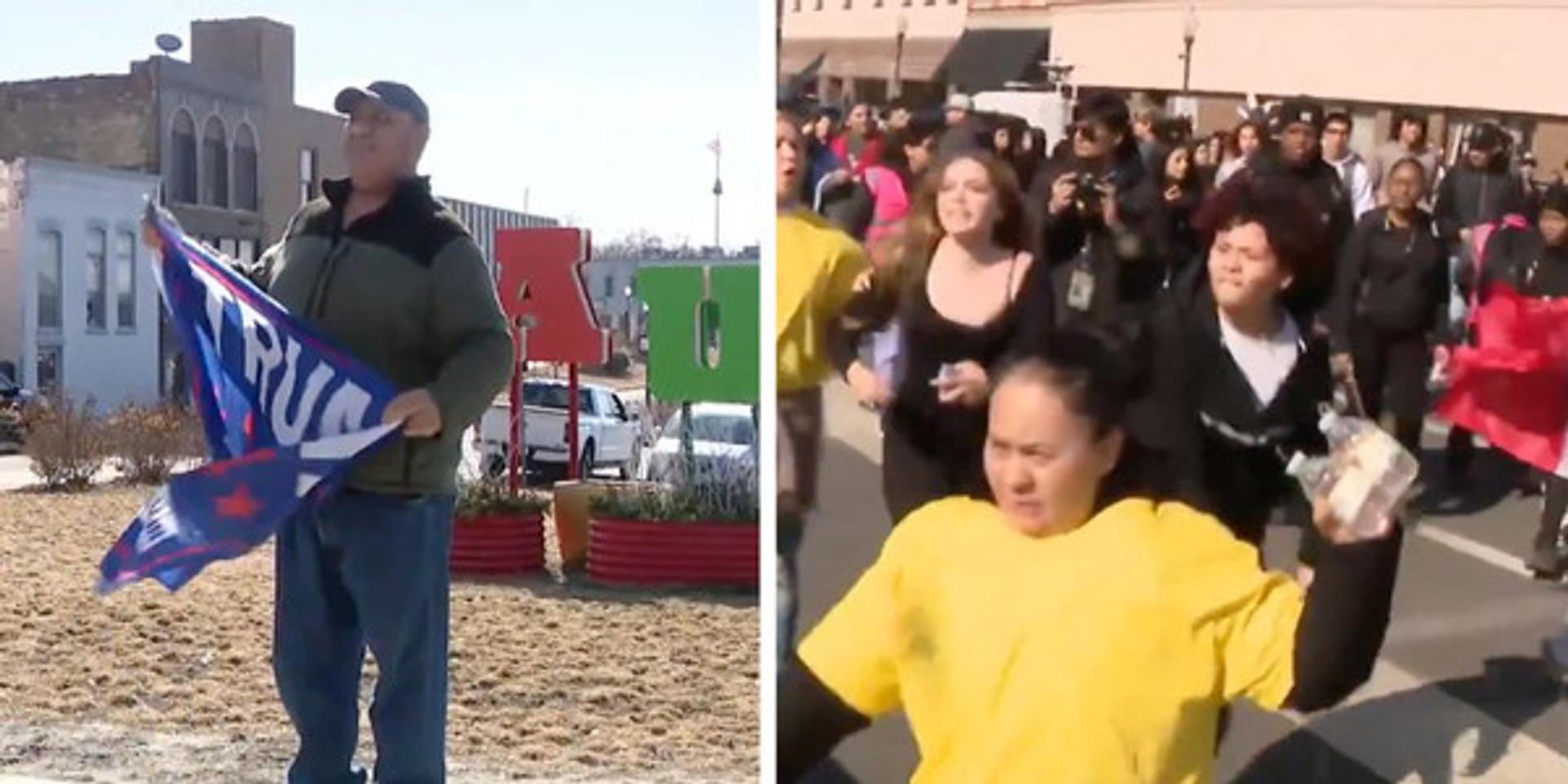 Illinois anti-ICE students assault, throw rocks at Trump supporter in the street