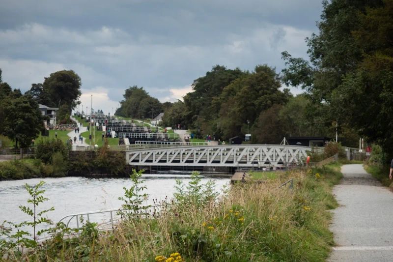 Neptune's Staircase canal locks near Fort William with views towards Ben Nevis
