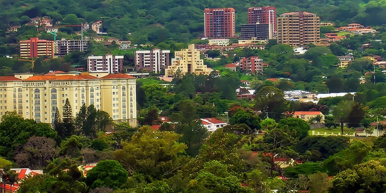 San Jose cityscape and hills near Santa Ana, Costa Rica
