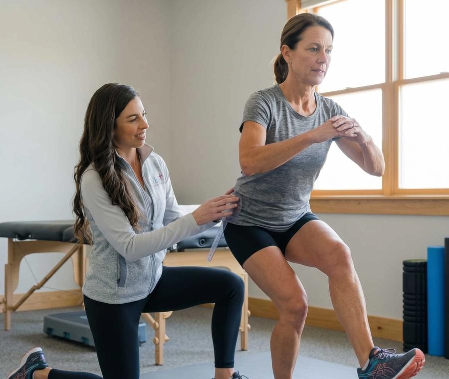 Dr. Mackenzie evaluating movement during a focused specialty physical therapy assessment