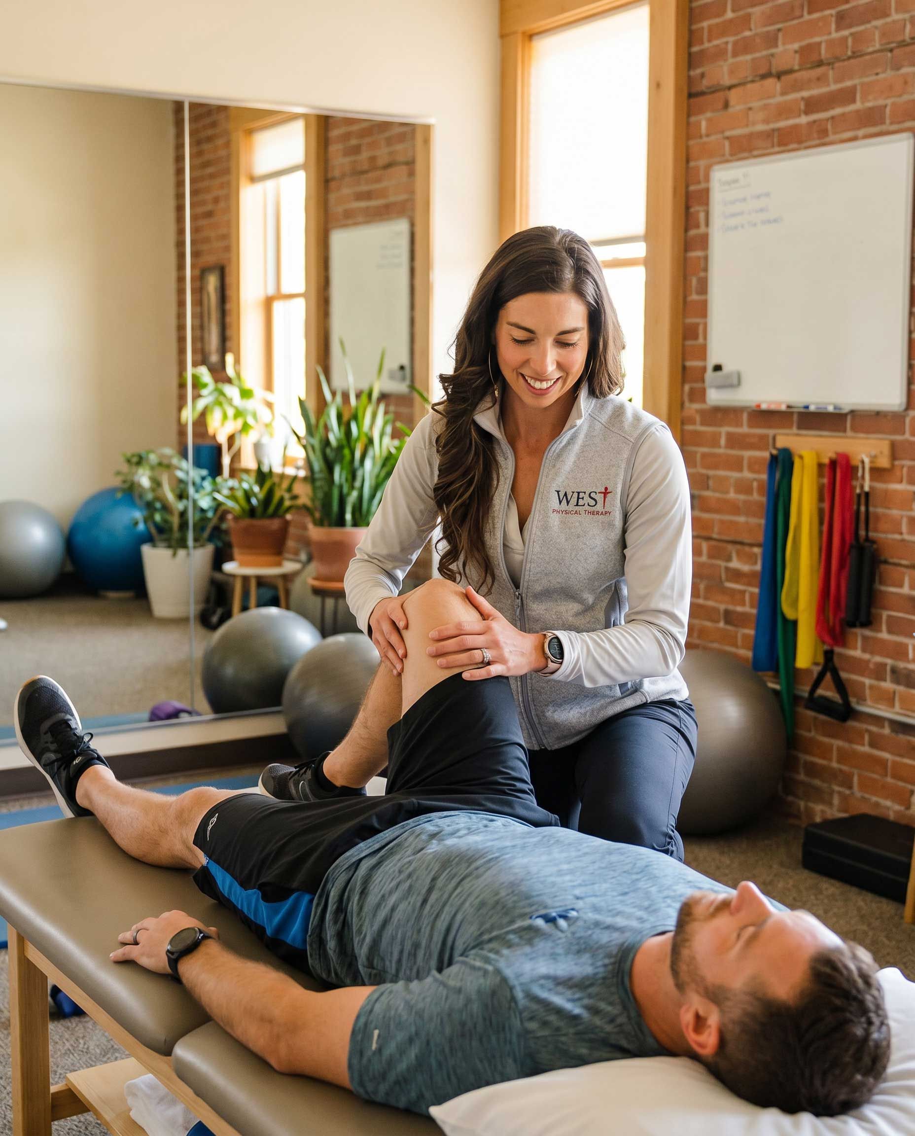 Morgan doing PT work with a client