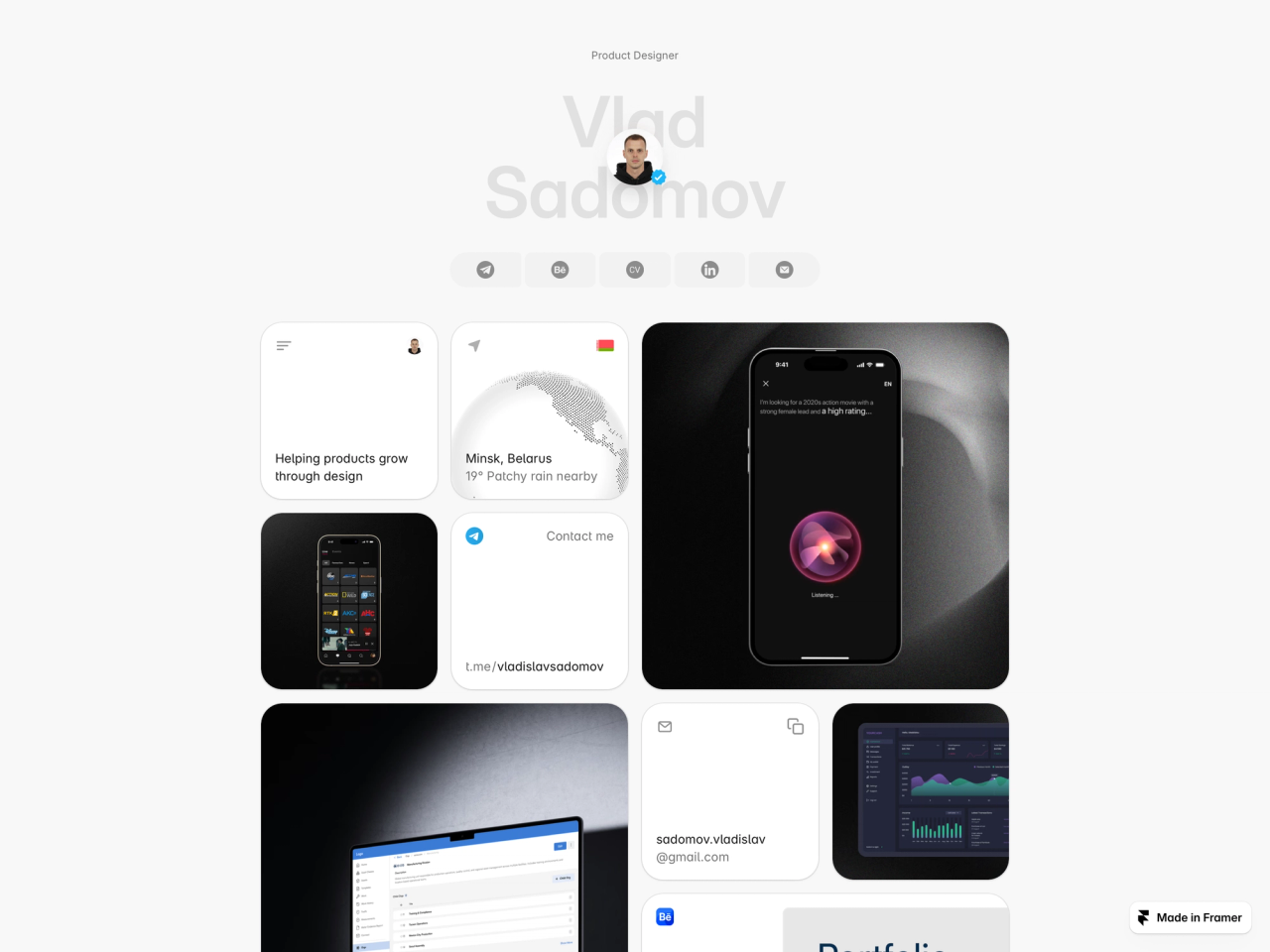 Vlad Sadomov portfolio cover