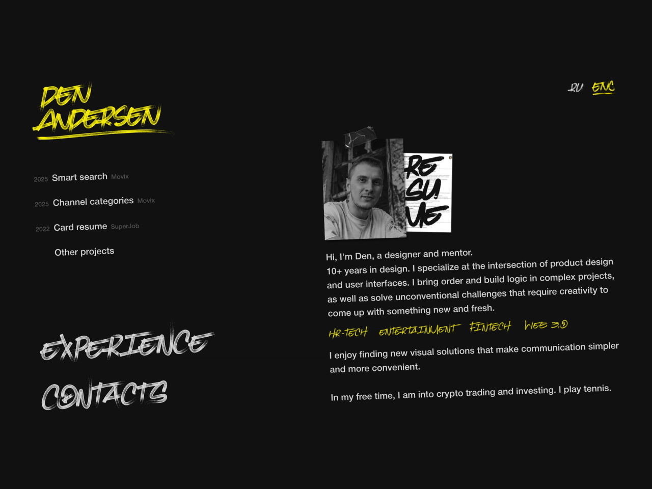 Denis Andersen portfolio cover