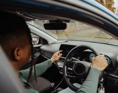 A driver at the wheel