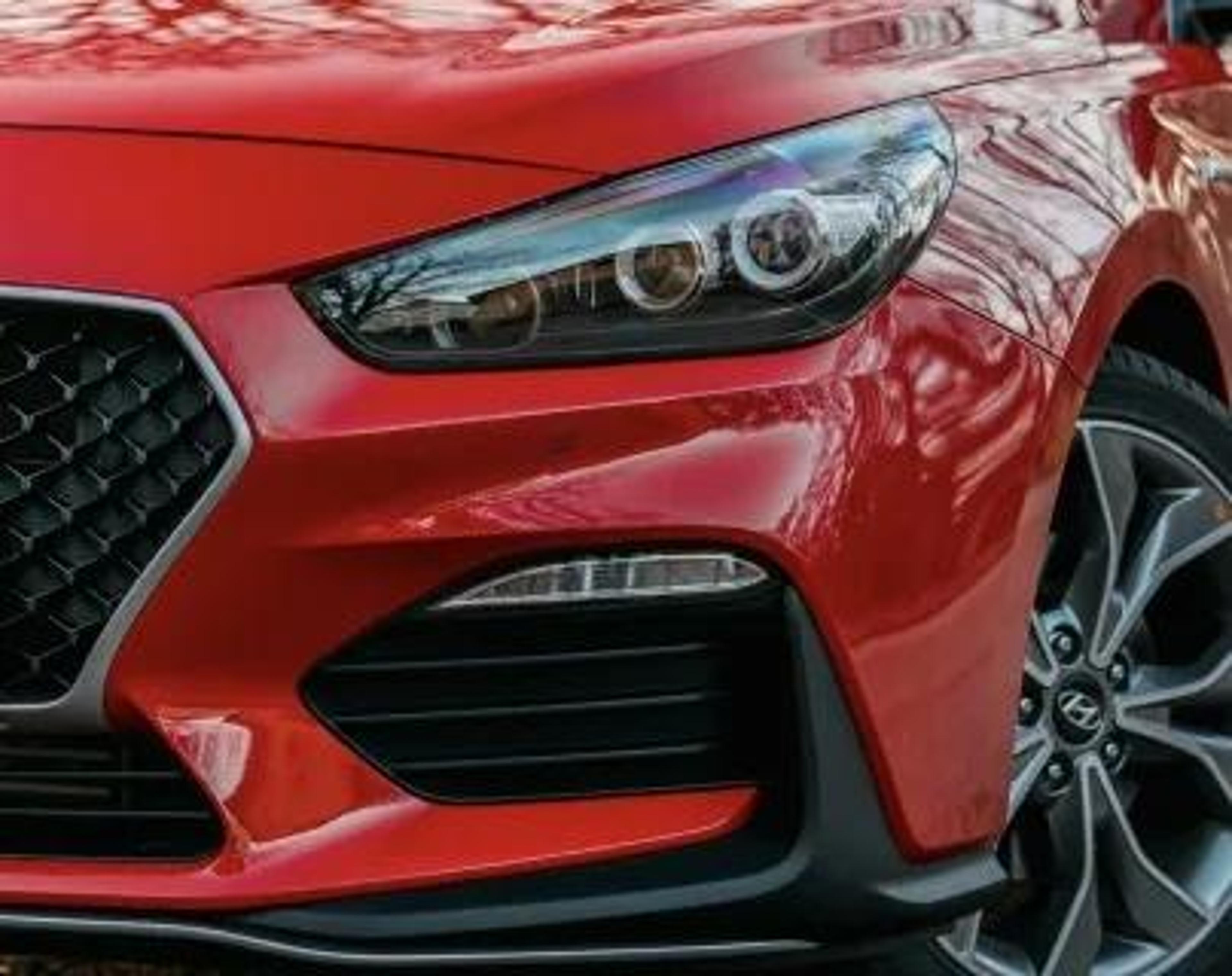 Front of a red car