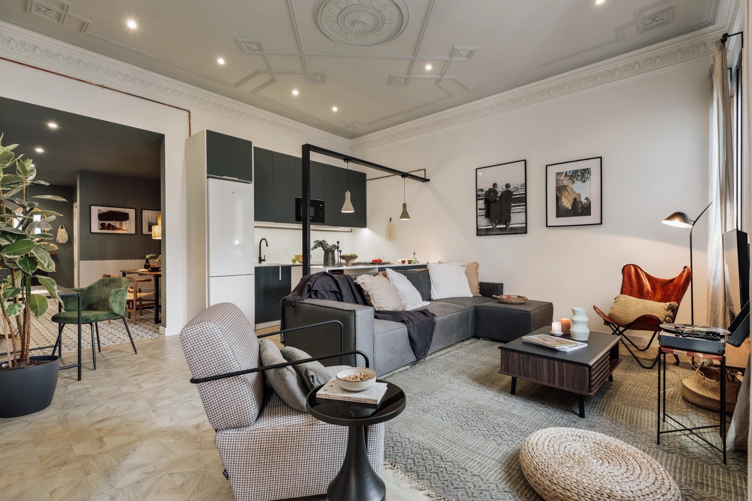 A living room in a corporate apartment in Montmartre in Paris