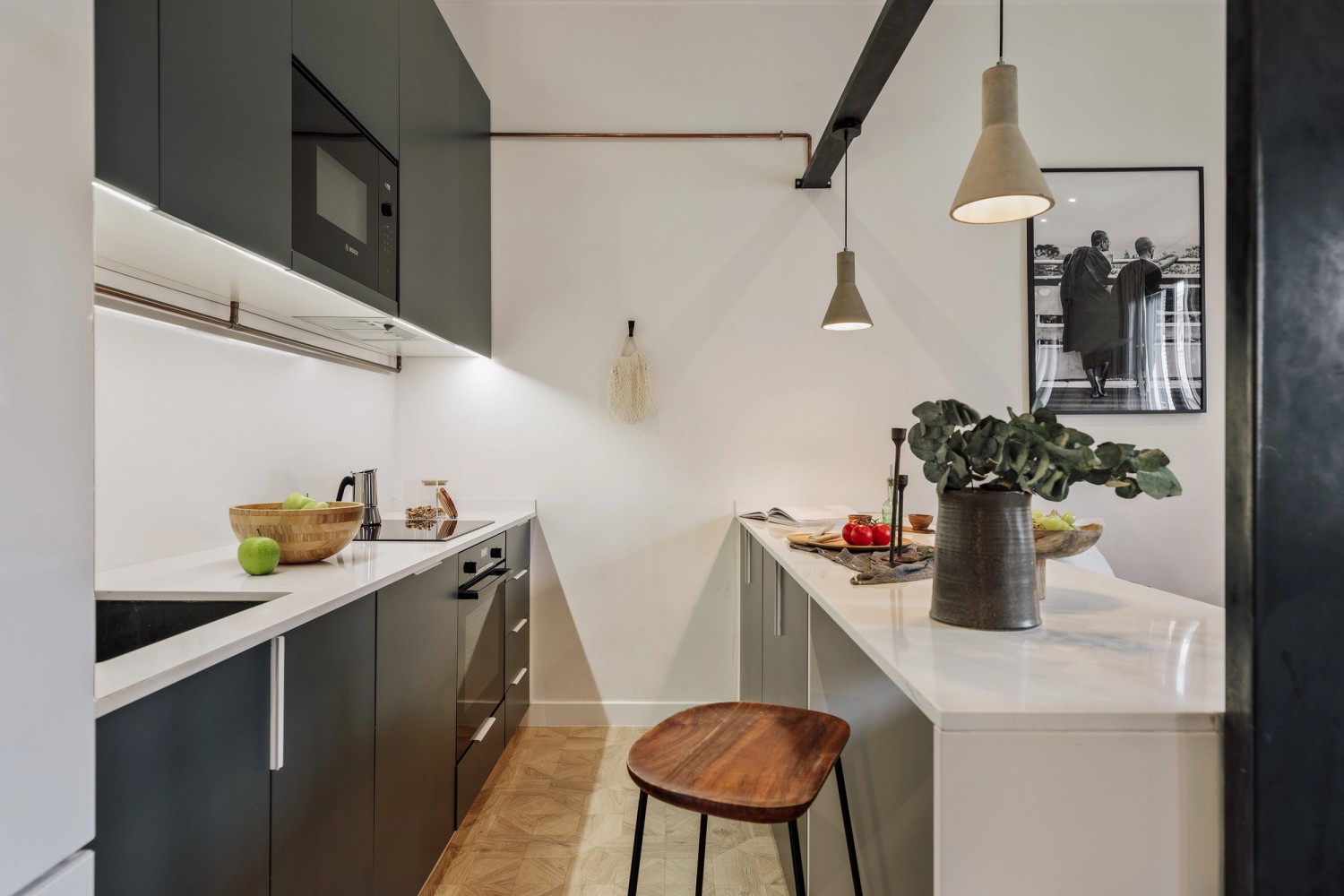 kitchen area in a corporate housing in Paris