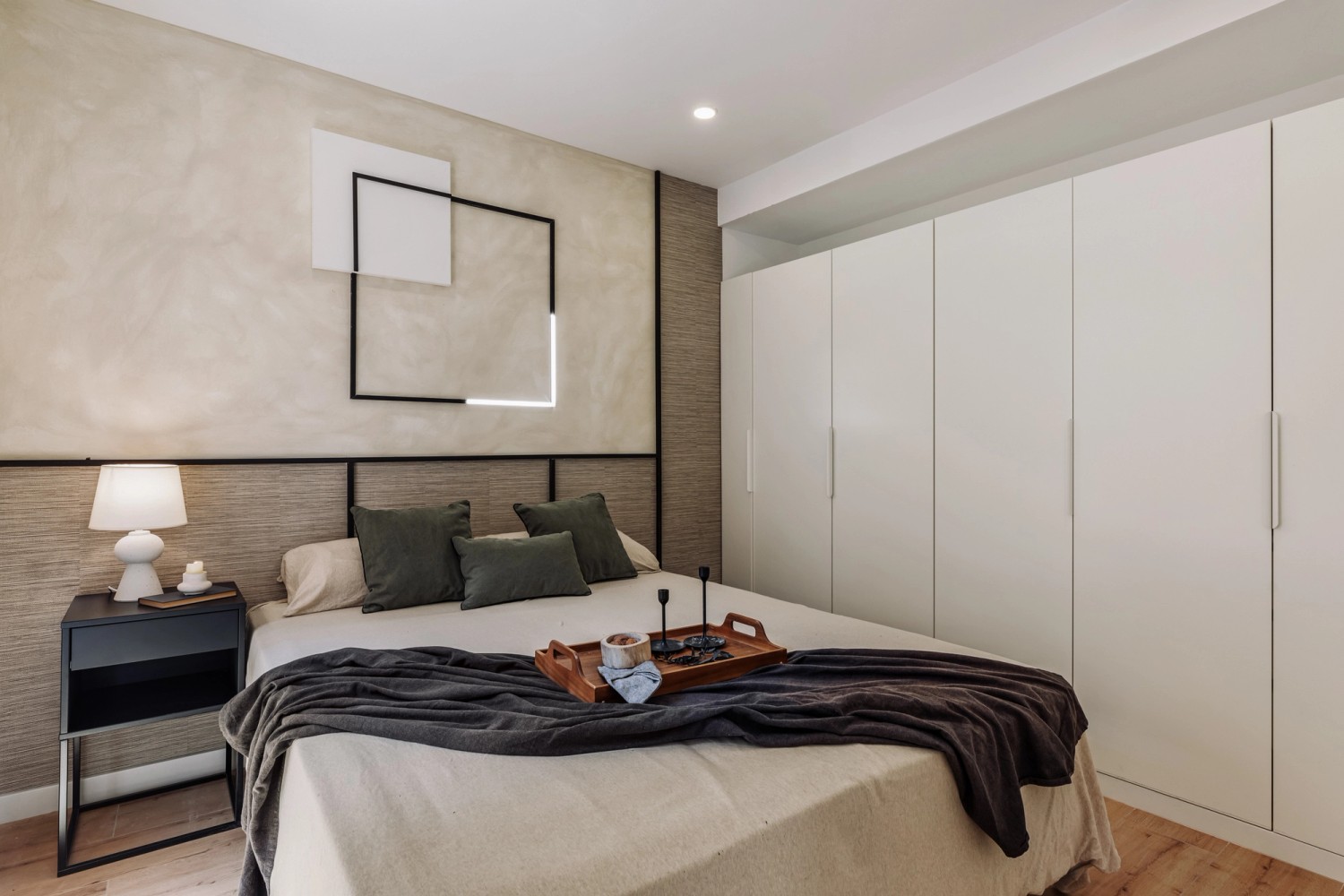 A bedroom in a corporate apartment in Lisbon