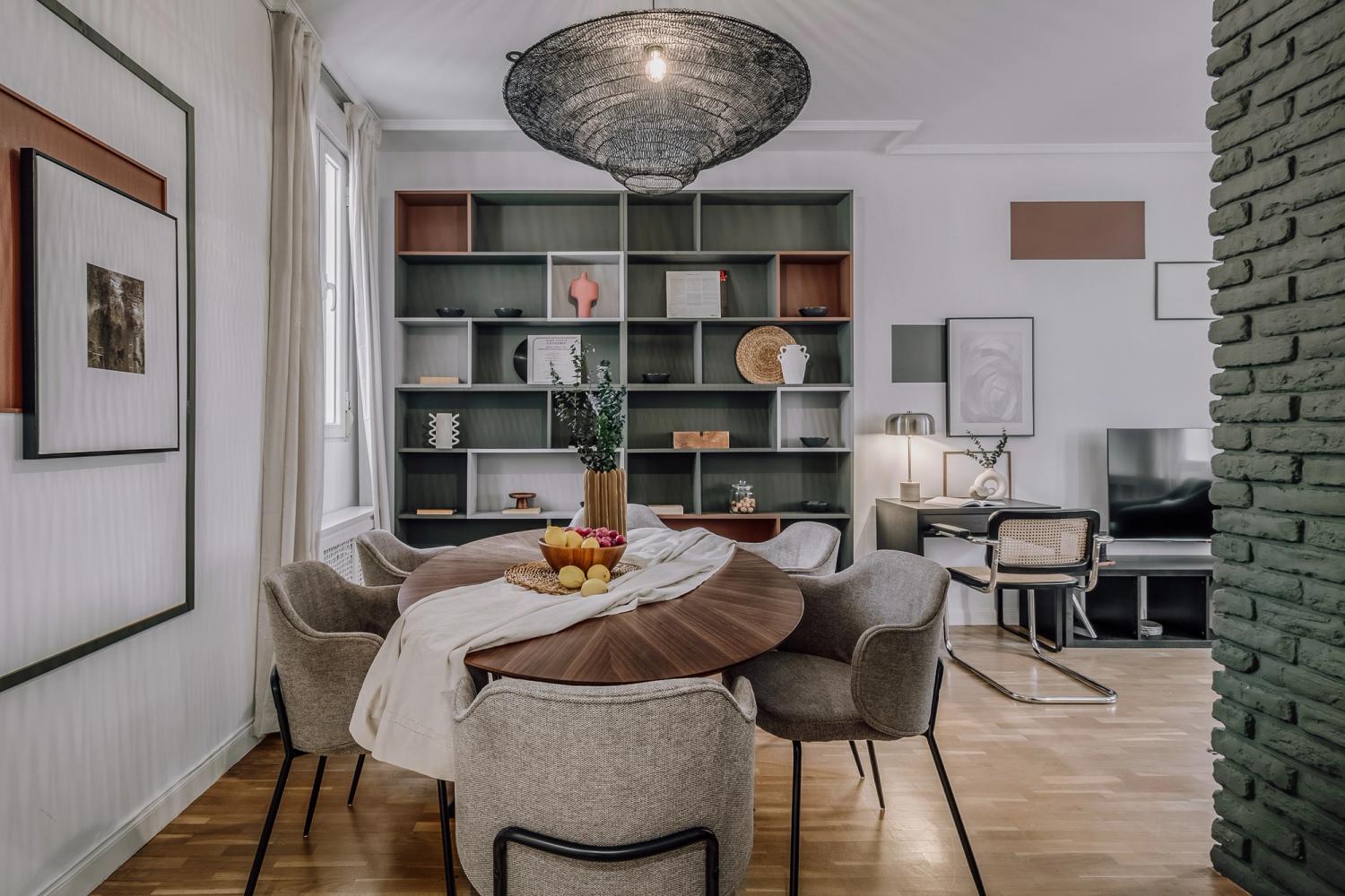 Dining room in a corporate apartment in one of Ukio's building